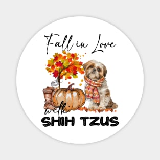 Fall In Love With Shih Tzus Fall Pumpkin Thanksgiving Magnet